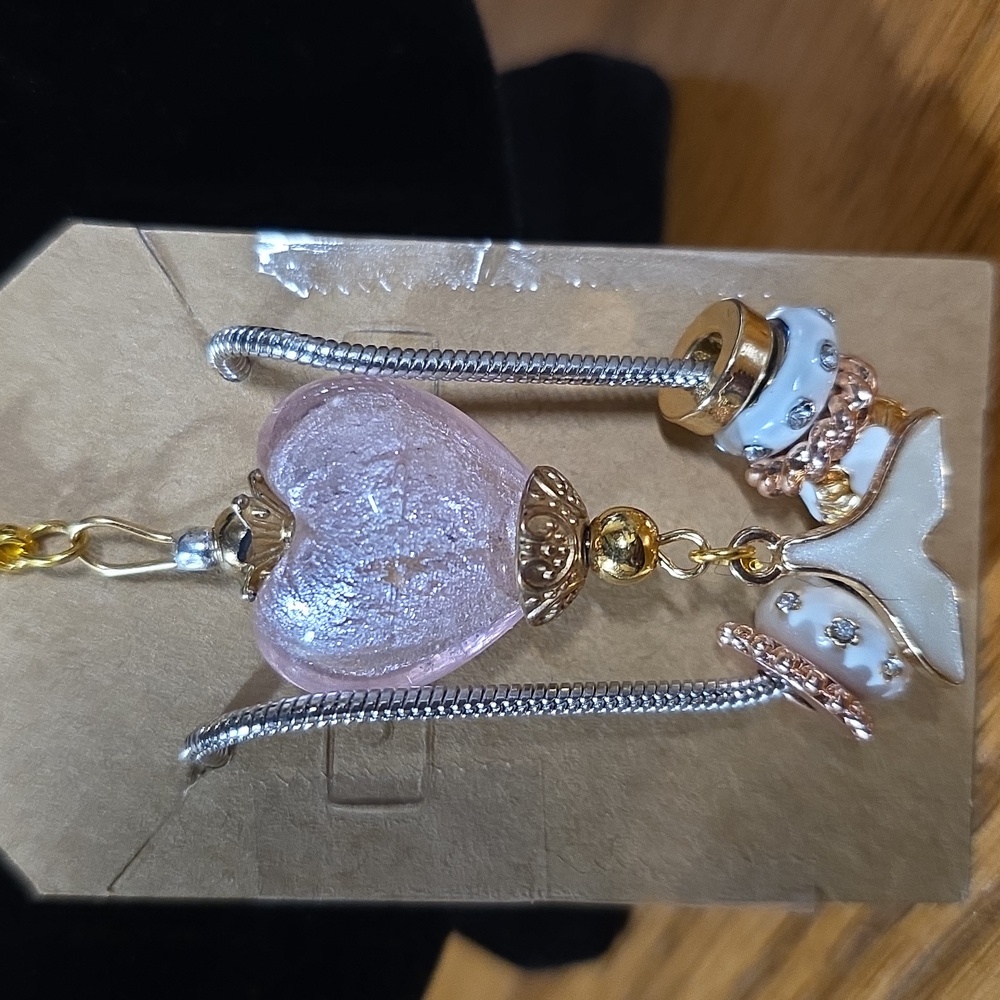 Pink Heart Murano Glass Pendant Necklace